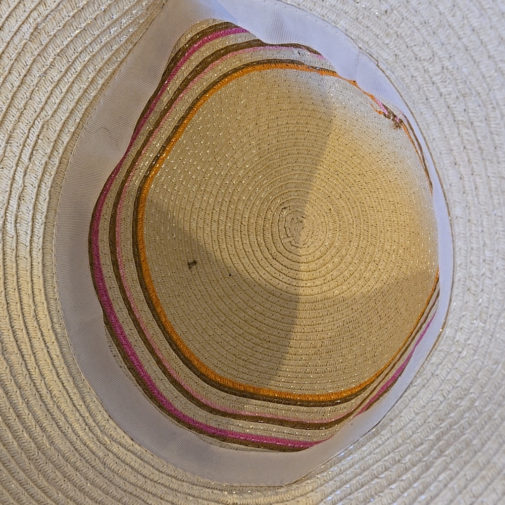 New Shiraleah Chicago Striped Natural Beige Sun Hat - Picture 7 of 7